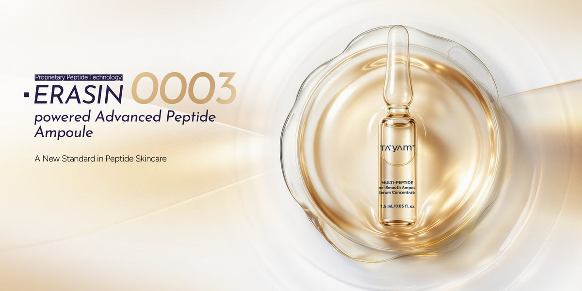 TAYAM ERASIN0003 advanced multi-peptide ampoule featuring proprietary peptide technology for smoother-looking, firmer skin